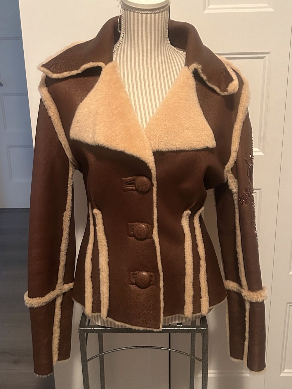 Faux Leather beaded Cozy Jacket